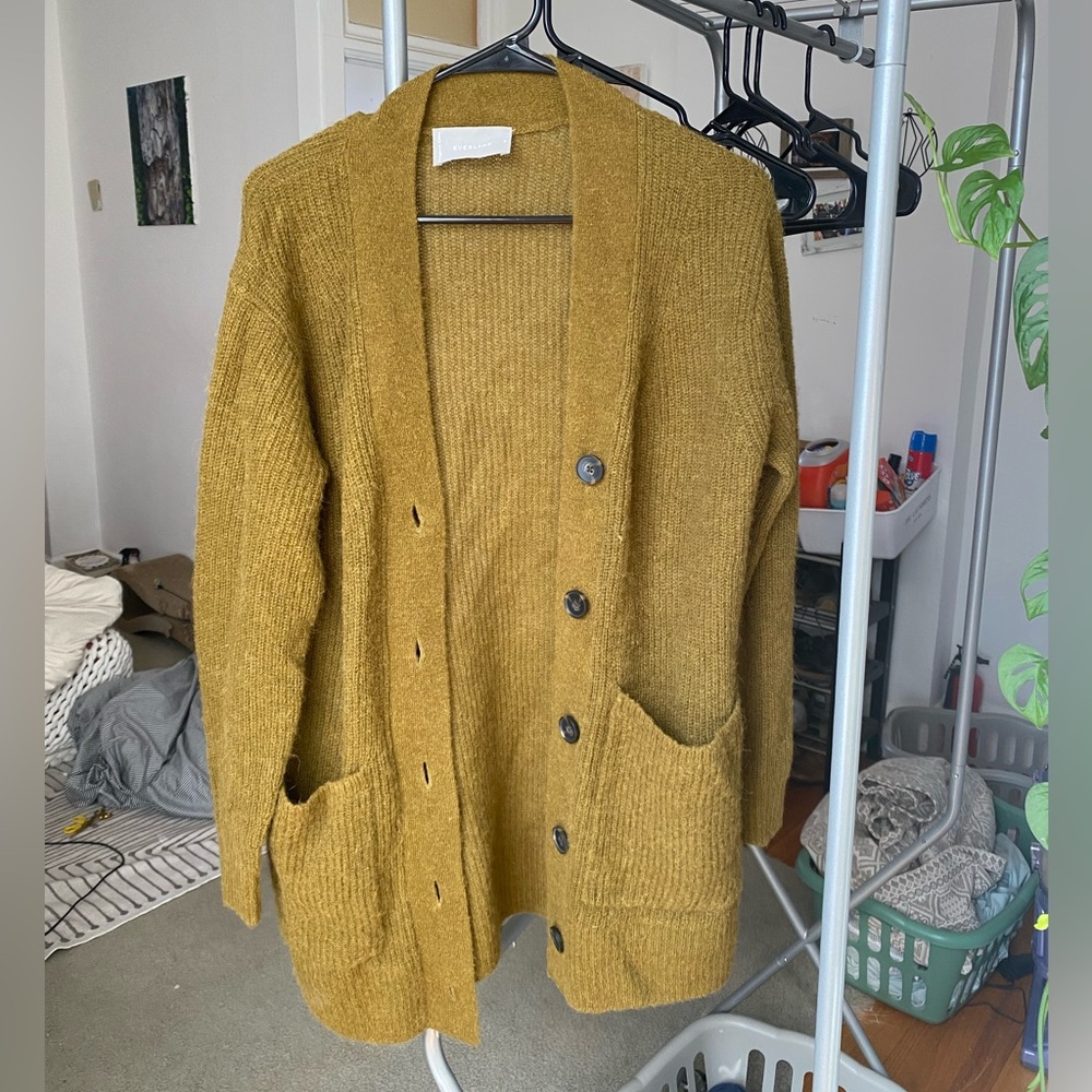 Everlane The Alpaca Oversized Cardigan in olive